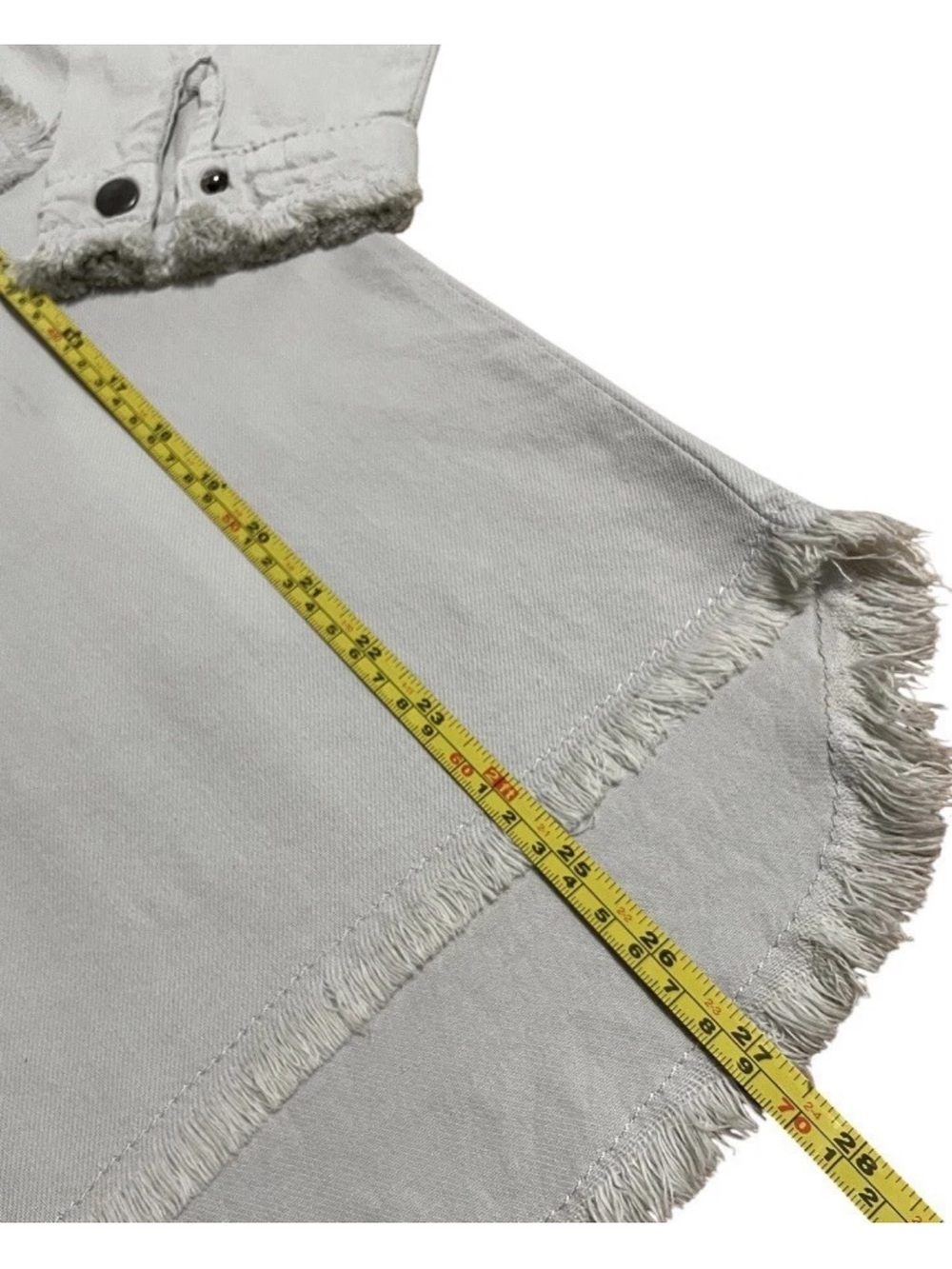 ELAN “Rock & Roll” Gray Distressed Cotton Denim-Like Snap Up Oversized Jacket XS - Picture 7 of 13